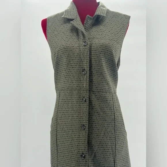 Harve Benard Dresses | Harv Bernard 100% Wool Button Front Sleeveless Maxi Dress/Long Vest Size 12 | Color: Black/Green | Size: 12 | Huntresstrovexo's